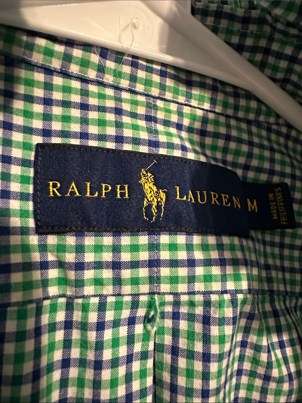 Ralph Lauren Green and White Check Ruffled collar Shirt - Picture 6 of 7